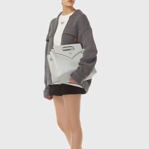 MCM Diamond Tote Medium Gray Crossbody strap